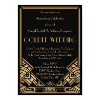 Vintage Art Deco Gatsby Golden Wedding Anniversary Custom Invitation
