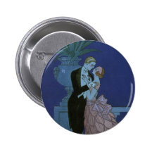Vintage Art Deco Love Romance Newlyweds Wedding Pinback Buttons