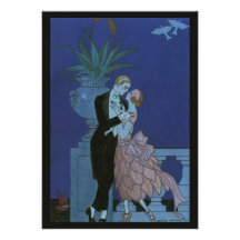 Vintage Art Deco Love Romance Newlyweds Wedding Announcement