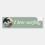 Vintage Art Deco Love Romantic Kiss Beach Wave Bumper Stickers