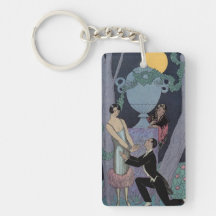 Vintage Art Deco Moonlight Love Triangle Key Chain Acrylic Keychain