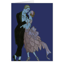 Vintage Art Deco, Newlyweds Love Wedding Dance Greeting Card