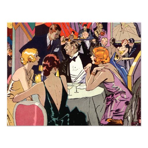 Vintage Art Deco Nightclub Cocktail Party Personalized Announcement