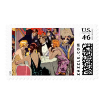 Vintage Art Deco Nightclub Cocktail Party Stamp