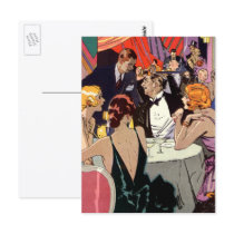 Vintage Art Deco Nightclub Cocktail Party Postcard