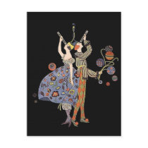 Vintage Art Deco Party Goers Postcard