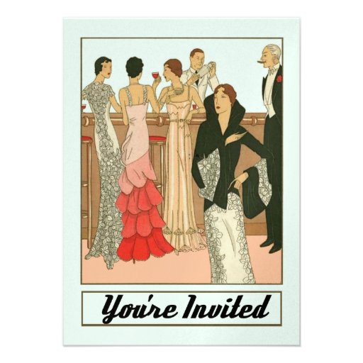 Vintage Art Deco Sophisticated Anniversary Party Personalized Invites