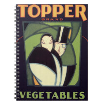 Vintage Art Deco Topper Vegetable Label Art Spiral Notebook