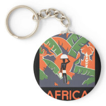 Vintage Art Deco Travel Poster, Africa Keychains