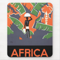 Vintage Art Deco Travel Poster, Africa Mousepad