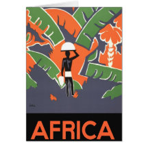 Vintage Art Deco Travel Poster, African Jungle Card