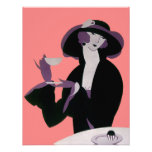 Vintage Art Deco Woman Afternoon Tea and Pastry Personalized Invite