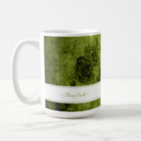 Vintage Art Floral Motive Custom Name Green mug