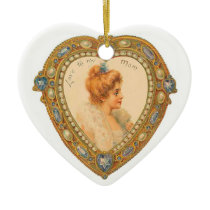 Vintage Art Love Mom Christmas Tree Ornament