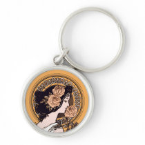Vintage art nouveau beauty orange keyring keychain