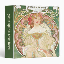 Vintage Art Nouveau; Champenois; Alphonse Mucha Vinyl Binders