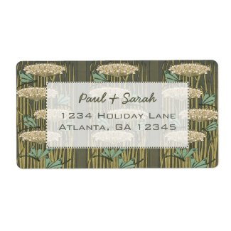 Vintage Art Nouveau Dragonfly Lily Pads label