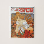 Vintage Art Nouveau Girl with Bicycle Jigsaw Puzzles