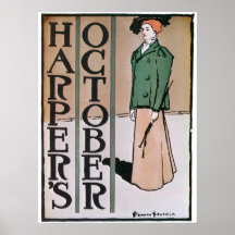 Vintage Art Nouveau Harper's October ad Poster