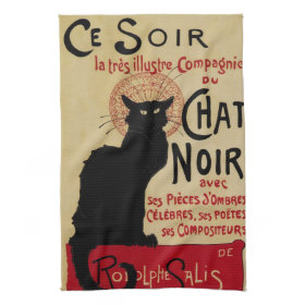 Vintage Art Nouveau, Le Chat Noir Towels