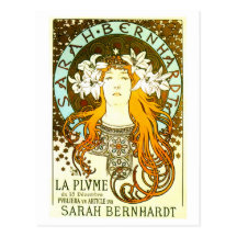 Vintage art nouveau Mucha Sarah Bernhardt ad Postcards