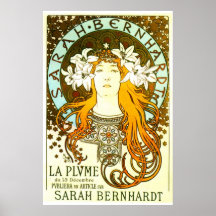 Vintage art nouveau Mucha Sarah Bernhardt ad Print