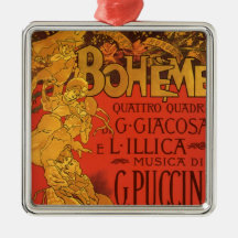 Vintage Art Nouveau Music; La Boheme Opera, 1896 Christmas Tree Ornament