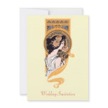 Vintage art nouveau orange wedding invitation