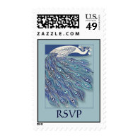 Vintage Art Nouveau Peacock RSVP Stamp