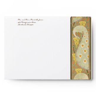 Vintage Art Nouveau Peacock Wedding Envelopes envelope