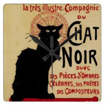 Vintage Art Nouveau Poster; Ce Soir Chat Noir Wallclock