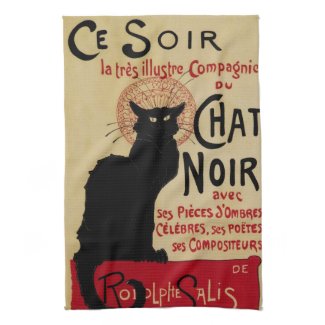 Vintage Art Nouveau Poster; Ce Soir Chat Noir Towels