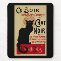 Vintage Art Nouveau Poster; Ce Soir Chat Noir Mousepads