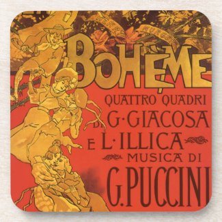 Vintage Art Nouveau Poster; La Bohème Opera, 1896 Beverage Coasters