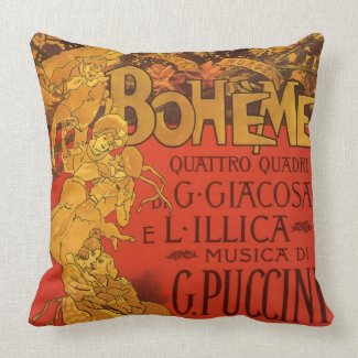 Vintage Art Nouveau Poster; La Boh&#232;me Opera, 1896 Pillow