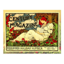Vintage Art Nouveau Poster of woman reading Post Card