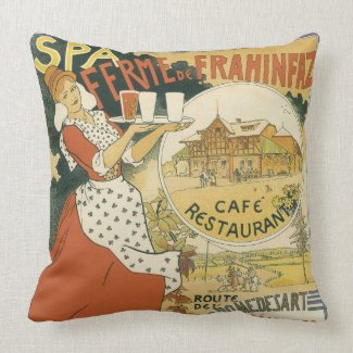 Vintage Art Nouveau Poster; Spa Ferme de Frahinfaz Pillows