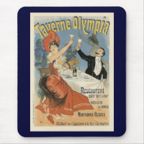 Vintage Art Nouveau Poster; Taverne Olympia Mousepad