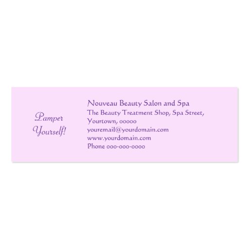 Vintage art nouveau salon spa business card (back side)