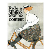 Vintage Art Nouveau Sterns Bicycles, Woman on Bike Personalized Announcements