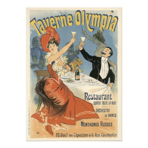Vintage Art Nouveau; Taverne Olympia, Drinks Party Custom Announcements