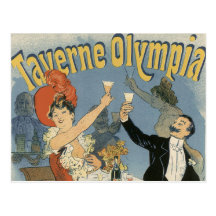 Vintage Art Nouveau; Taverne Olympia, Drinks Party Postcard