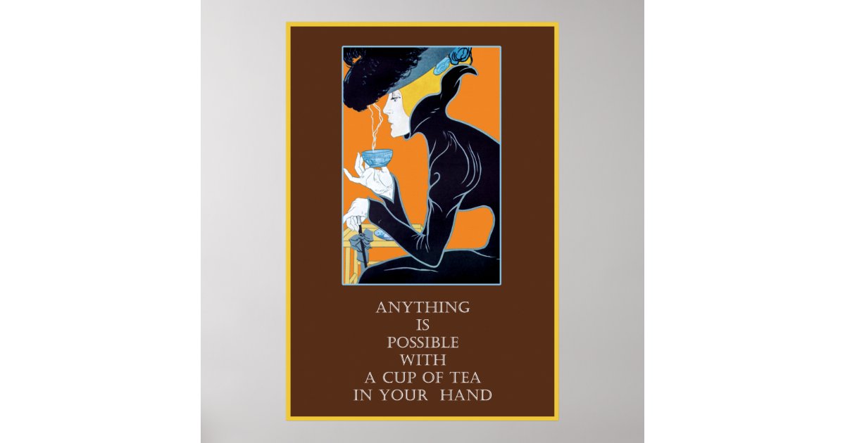 Vintage Art Nouveau Tea Quote Poster Print Zazzle