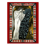 Vintage Art Nouveau; This Kiss, Woman with Peacock Post Card