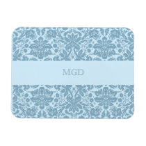 Vintage art nouveau turquoise floral monogram rectangle magnet
