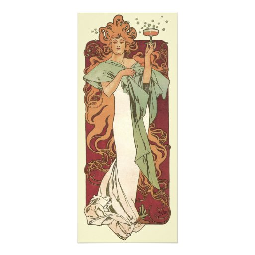 Vintage Art Nouveau, Woman Champagne Party Invitations