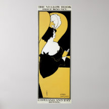 Vintage Art Nouveau, Yellow Book, Woman Reading Poster