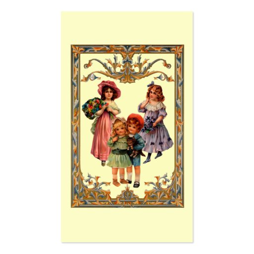 Vintage Art Victorian Children Business Card (back side)