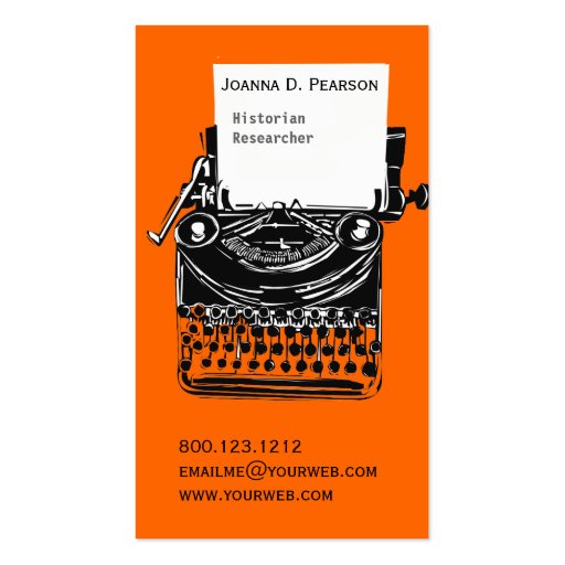 Vintage  Artistic Typewriter Writer Business Card (front side)