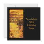 Vintage Asian Art Gold 50th Birthday invitations